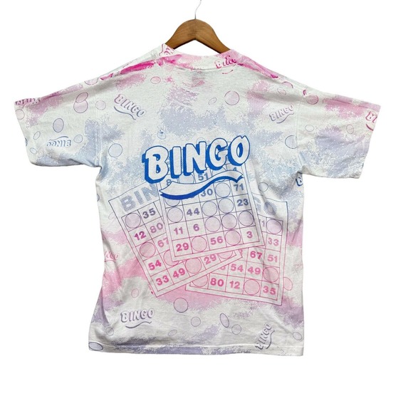Vintage BINGO Single Stitch Hipster T Shirt All Over Print Gamer SJM sz XL - Picture 2 of 4